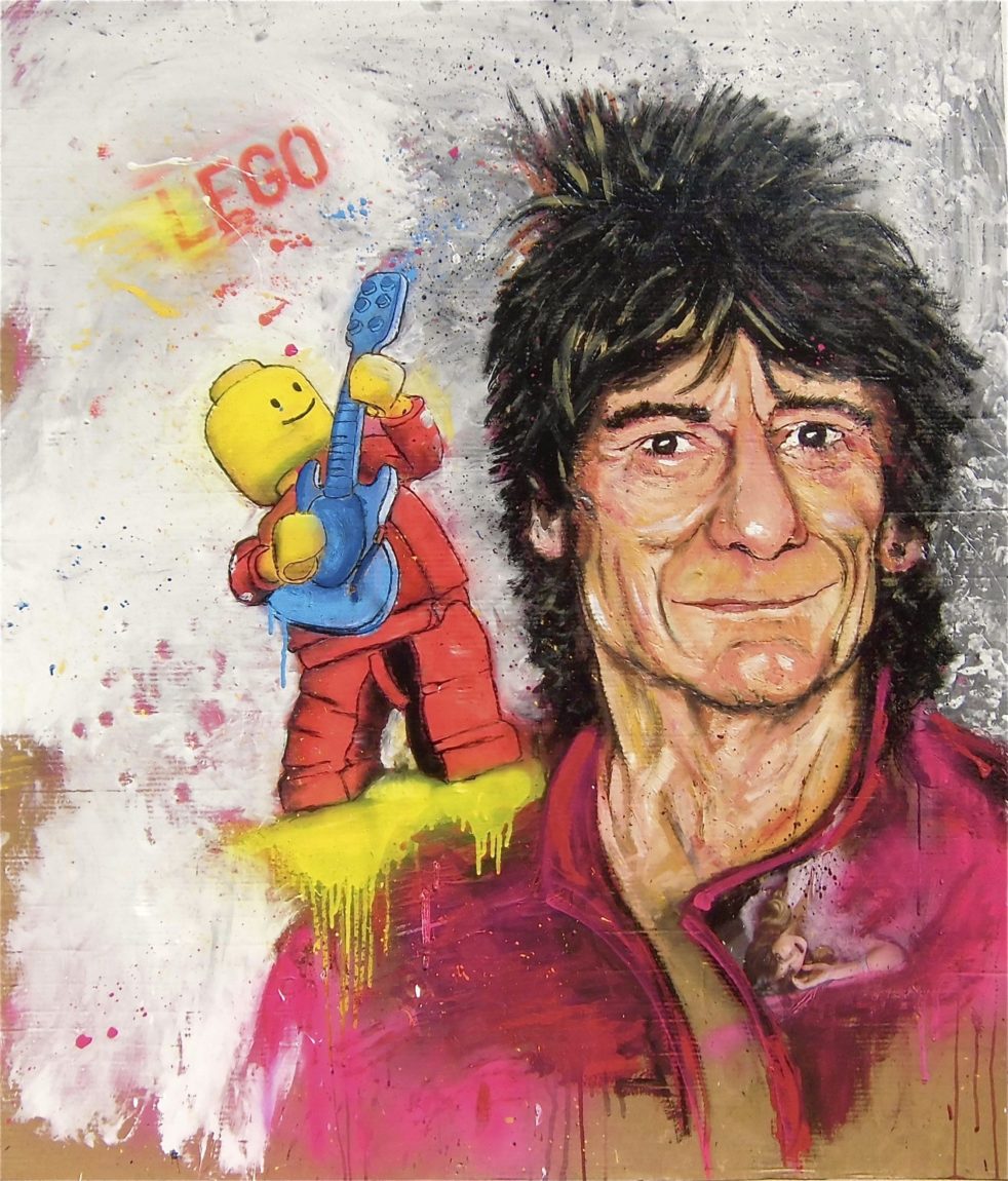 Ron Wood and his alter ego Artwork by Ivan Montana Galeria HMH Art Gallery Mallorca